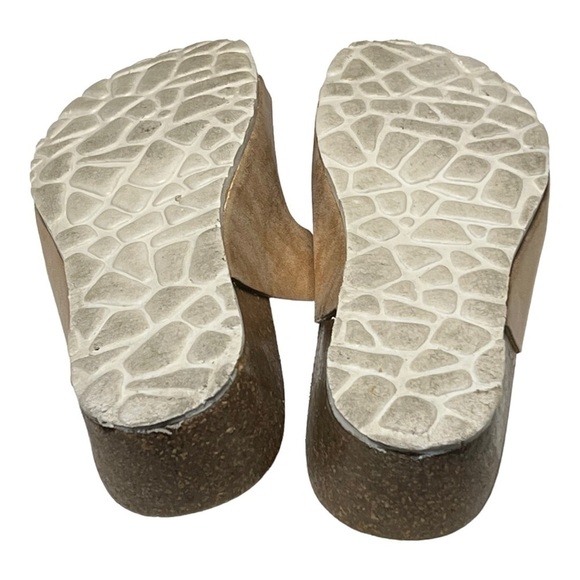 A. Giannetti Rose Gold Pin Buckle Leather Cork Slides Sz 10 Trendy Summer Sandal - Picture 8 of 8